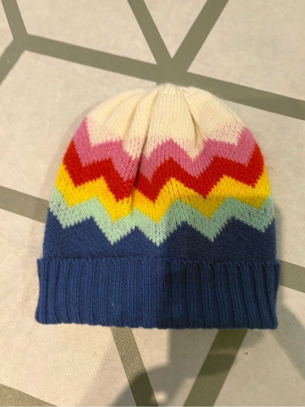 3/15$ GAP Navy Cuff Multicolor Chevron Knit Hat